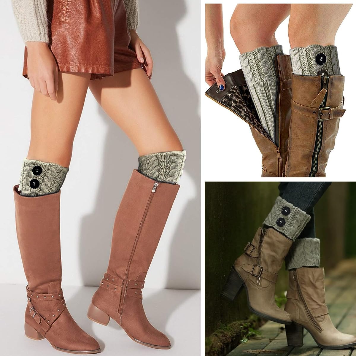 PALAY Winter Warm Boot Cuffs Short Leg Warmers for Women, Stretchy Crochet Knitted Boot Topper Socks, Fashion Leg Cuff for Girls - 1 Pair, Grey PALAY Winter Warm Boot Cuffs Short Leg Warmers for Women, Stretchy Crochet Knitted Boot Topper Socks, Fashion Leg Cuff for Girls - 1 Pair, Grey
